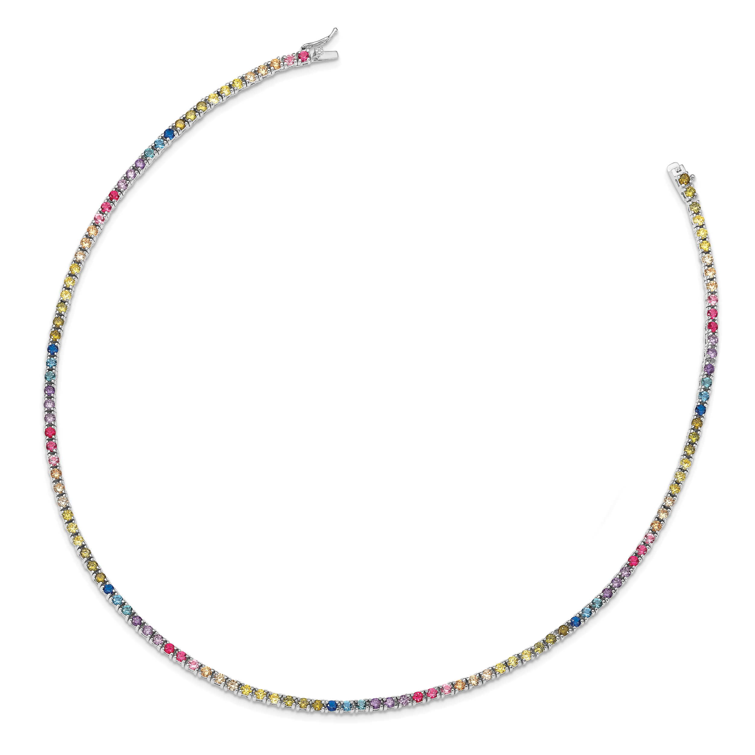 Prizma Sterling Silver Rhodium-plated 18 inch 3mm Colorful CZ Necklace Secondary image