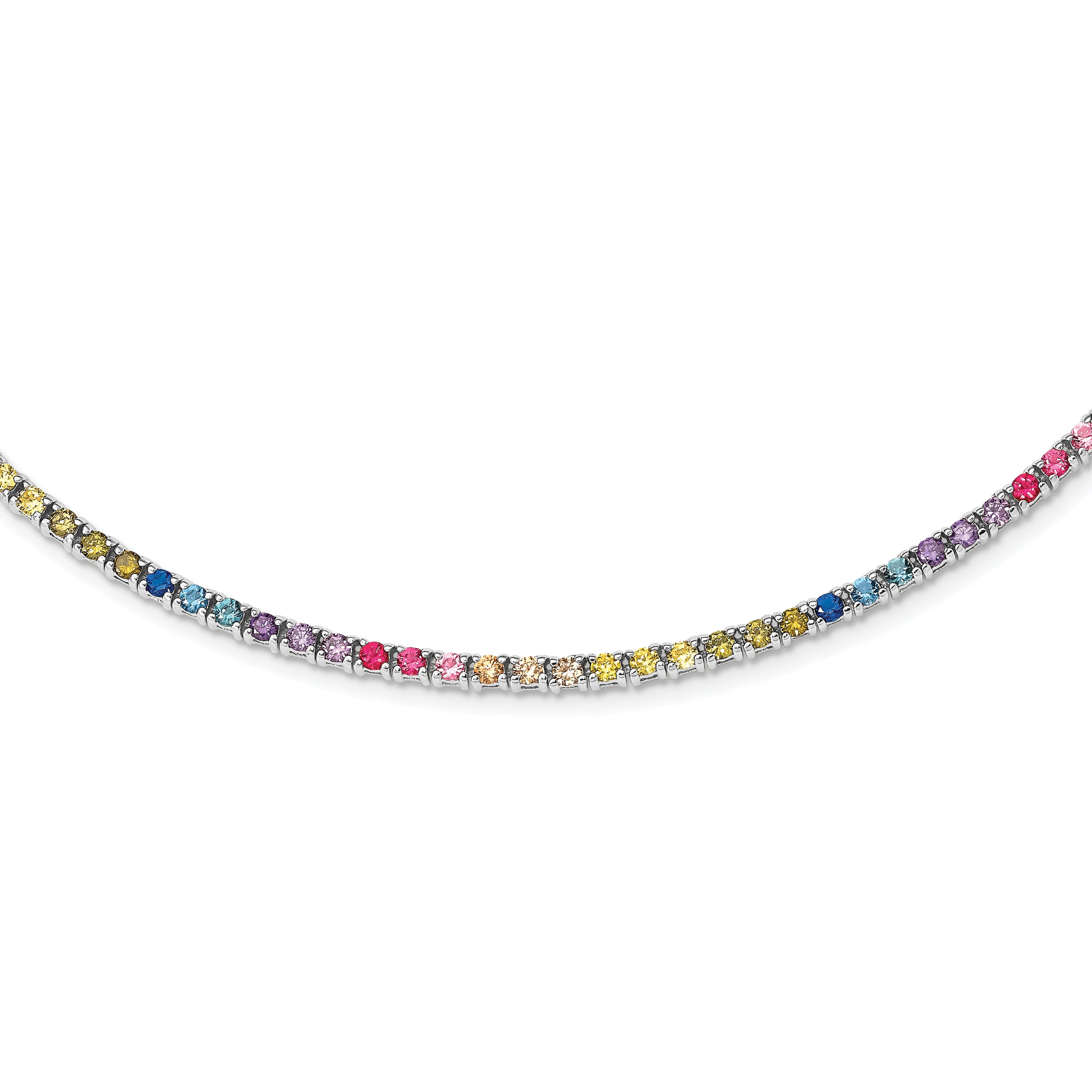 Prizma Sterling Silver Rhodium-plated 18 inch 3mm Colorful CZ Necklace Main image