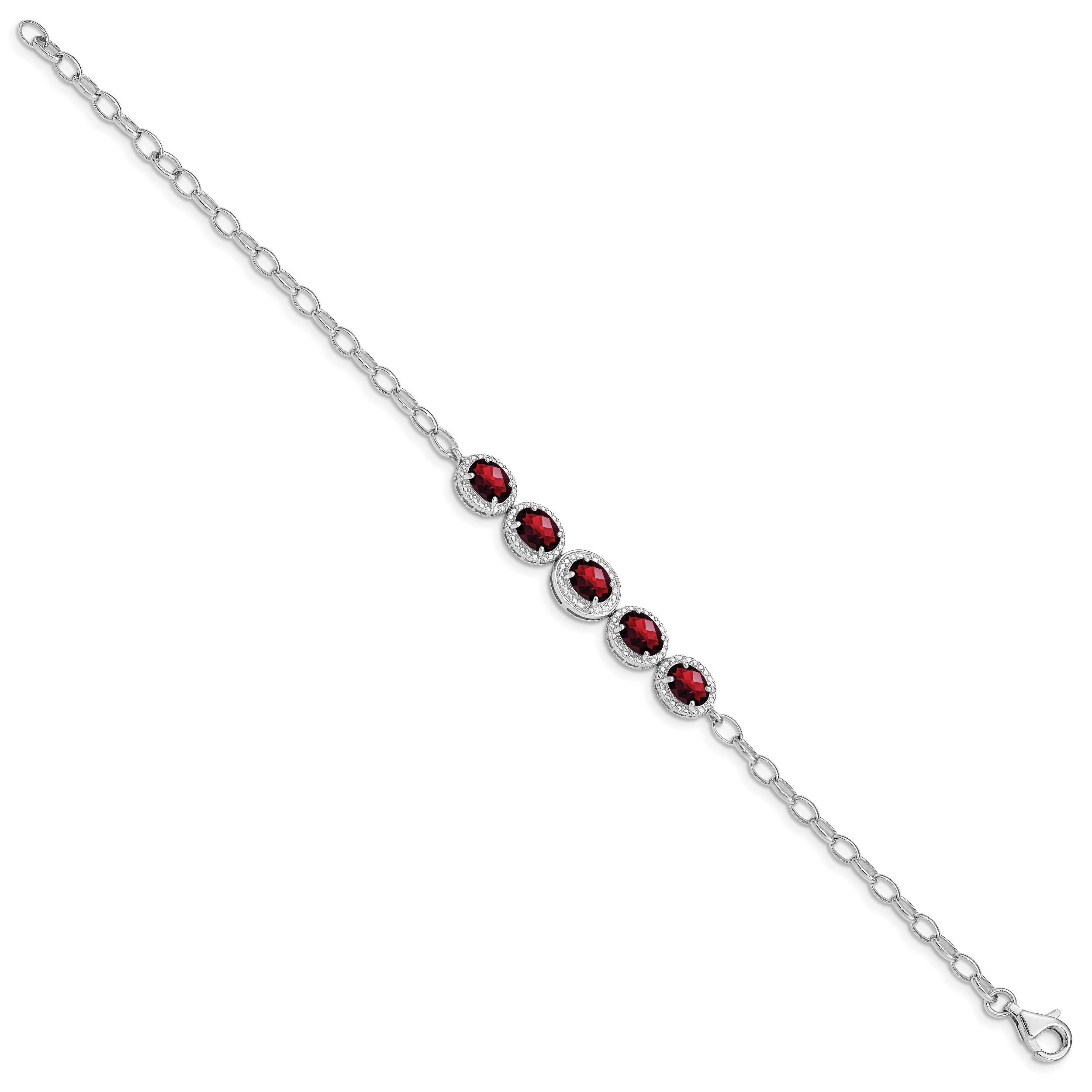 Sterling Silver Rhod-plat Garnet Bracelet Secondary image