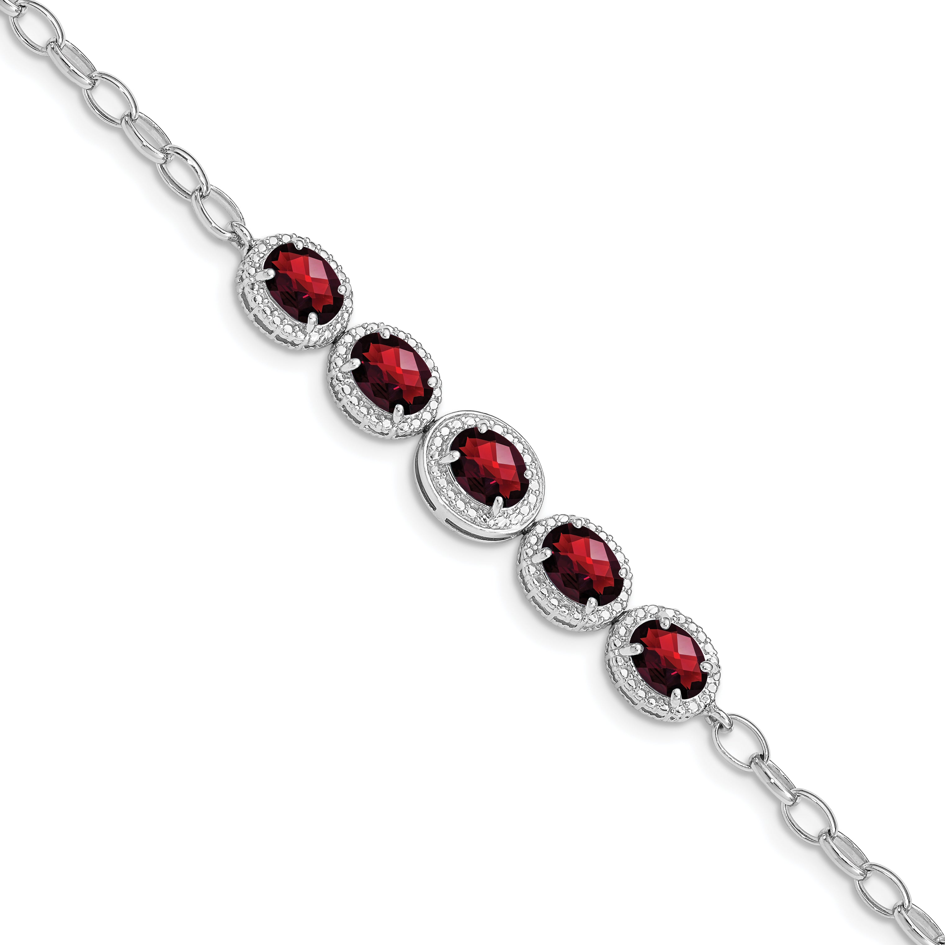 Sterling Silver Rhod-plat Garnet Bracelet Main image