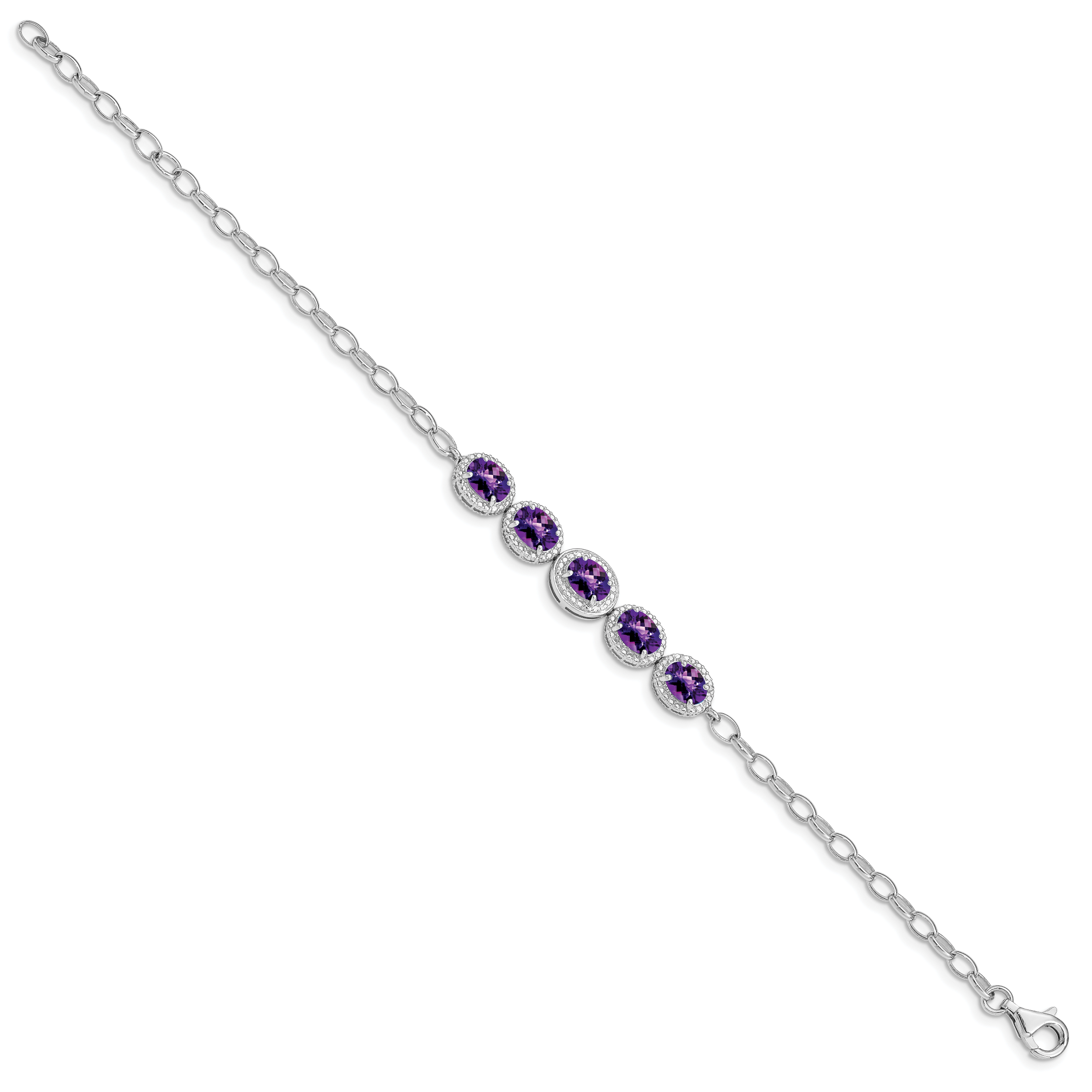 Sterling Silver Rhod-plat Amethyst Bracelet Secondary image