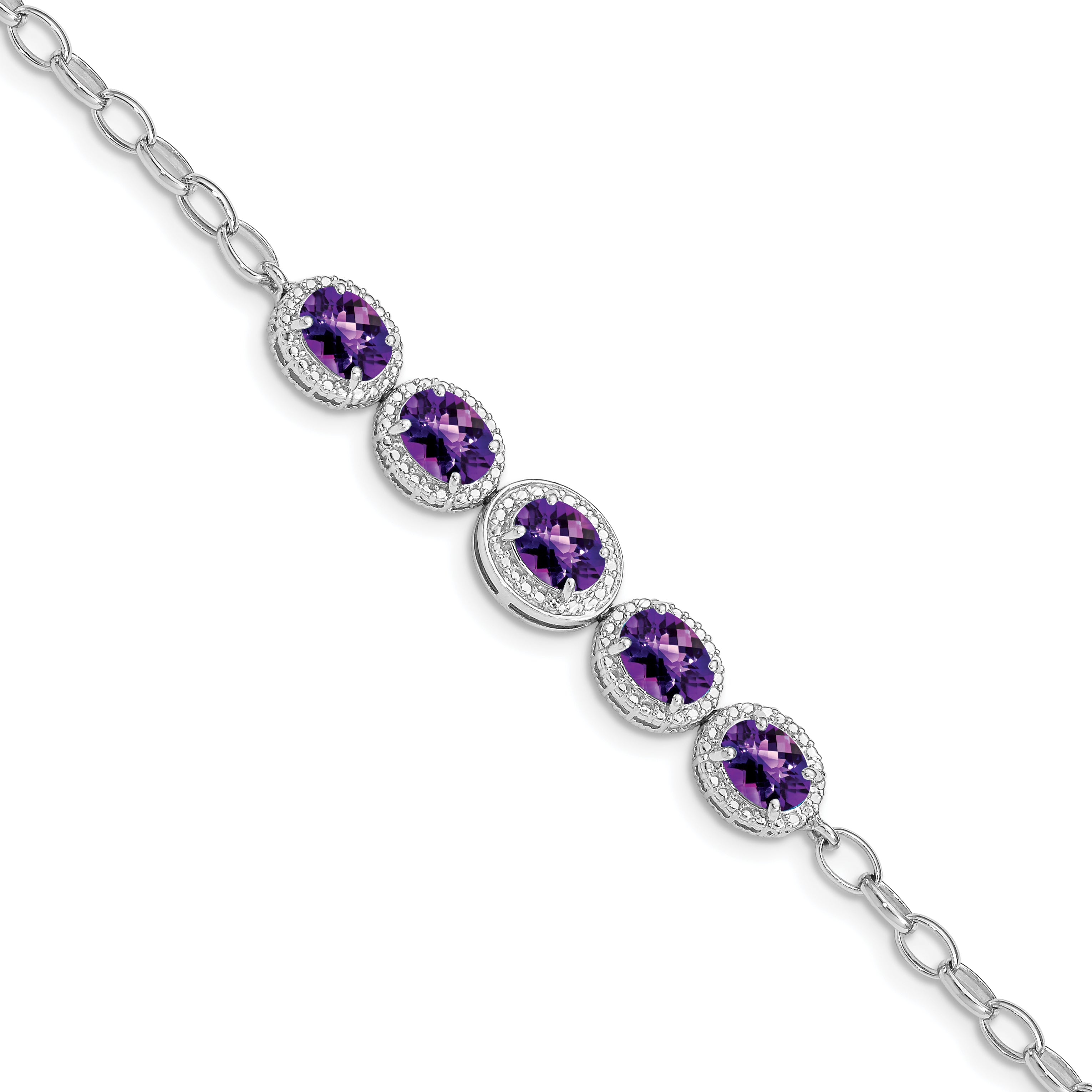 Sterling Silver Rhod-plat Amethyst Bracelet Main image