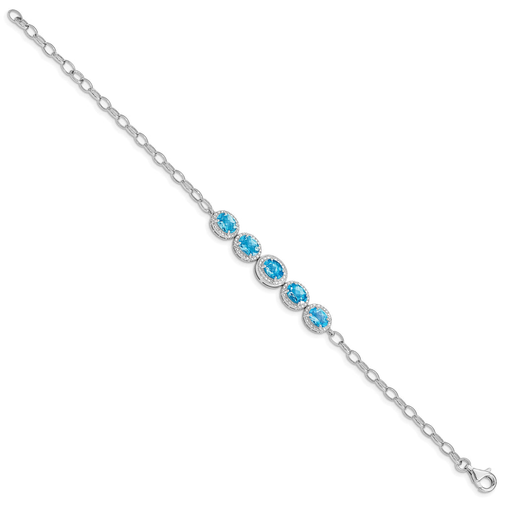 Blue Topaz Bracelet in Sterling Silver, 8.8mm, 8 Inch - Sophia Jewelers