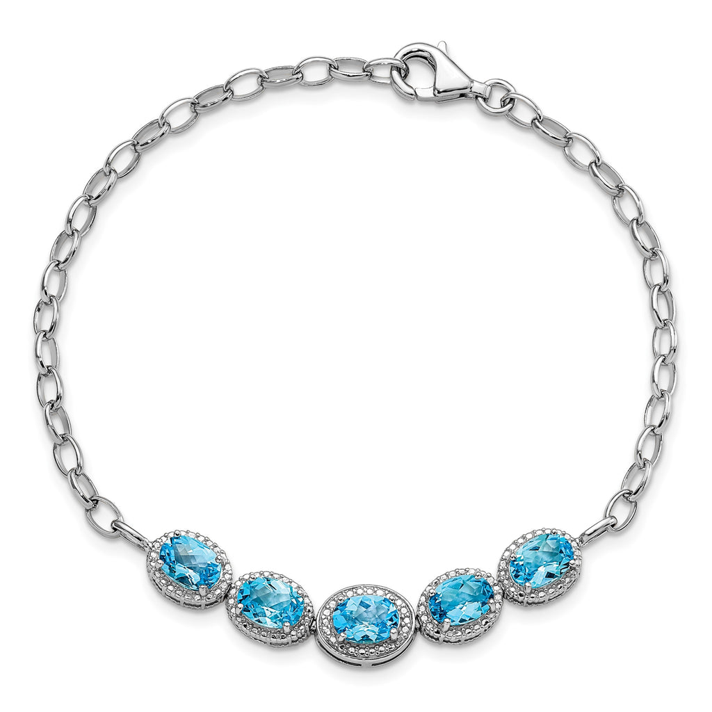 Blue Topaz Bracelet in Sterling Silver, 8.8mm, 8 Inch - Sophia Jewelers
