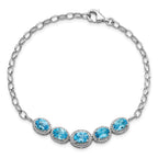 Blue Topaz Bracelet in Sterling Silver, 8.8mm, 8 Inch - Sophia Jewelers