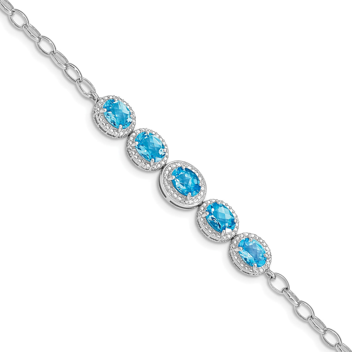 Blue Topaz Bracelet in Sterling Silver, 8.8mm, 8 Inch - Sophia Jewelers Main image