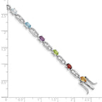Sterling Silver Rhod-plat Ameth, Bl Top Citri, Perid, Garnet Bracelet