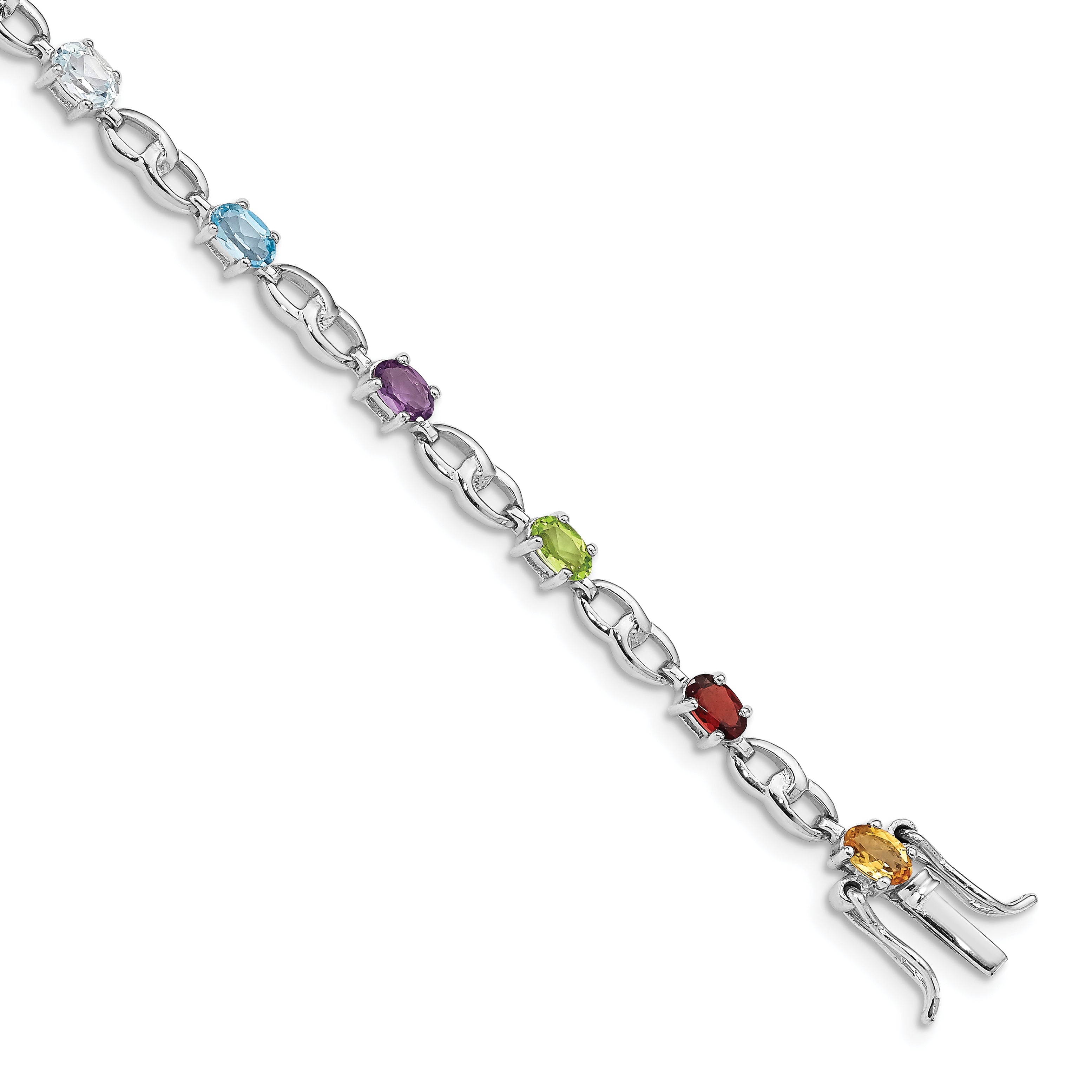 Sterling Silver Rhod-plat Ameth, Bl Top Citri, Perid, Garnet Bracelet Main image