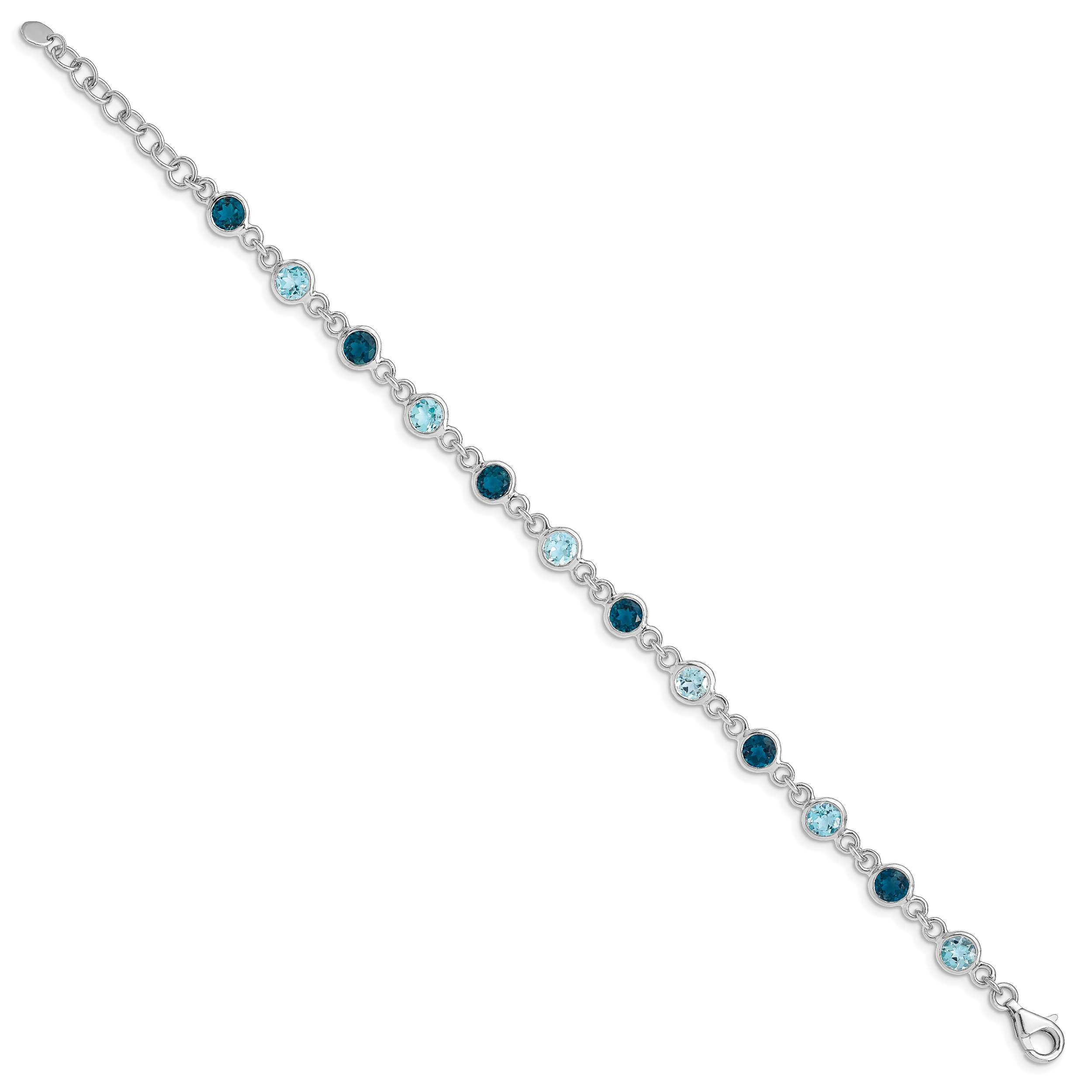 Sterling Silver Rhod-plat London and Light Swiss Blue Topaz Bracelet Secondary image