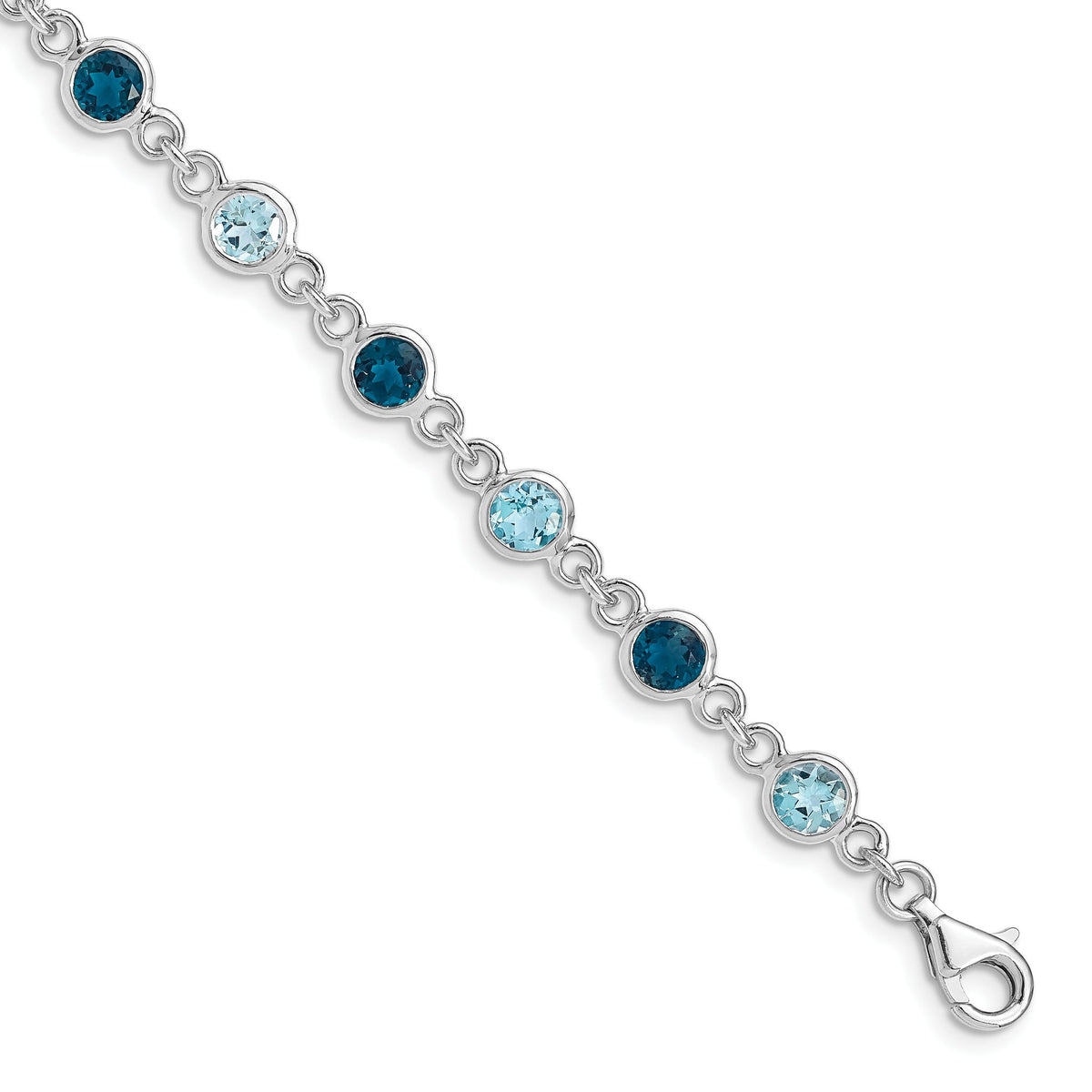 Light Swiss Blue Topaz Bracelet in Sterling Silver, 6.44mm, 8 Inch - Sophia Jewelers Main image