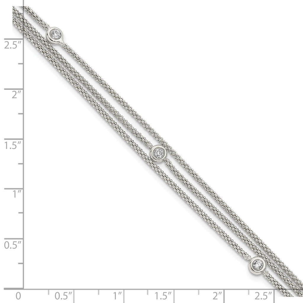 Sterling Silver Polished Multi Strand CZ Bracelet