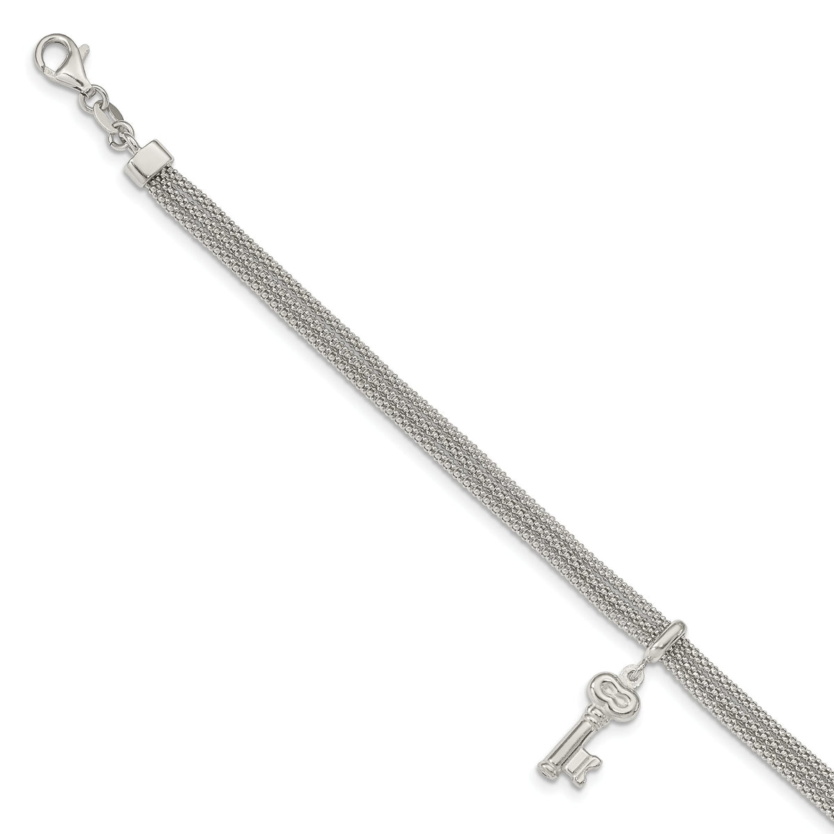 Multi-Strand Key Dangle Bracelet in Sterling Silver, 7.5 Inch - Sophia Jewelers Main image