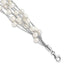 Sterling Silver Rhodium-plated 5-6mm White Semi-Round Freshwater Cultured Pearl Multi Strand 7.25 inch Bracelet