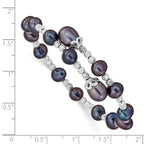 Sterling Silver Rhodium-plated 6-7mm and 8mm Black Teardrop and Near-Round Freshwater Cultured Pearl Wrap Flexible Bangle