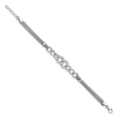 Sterling Silver Rhodium-plated Fancy Chain With 1in Ext. 2-strand Bracelet