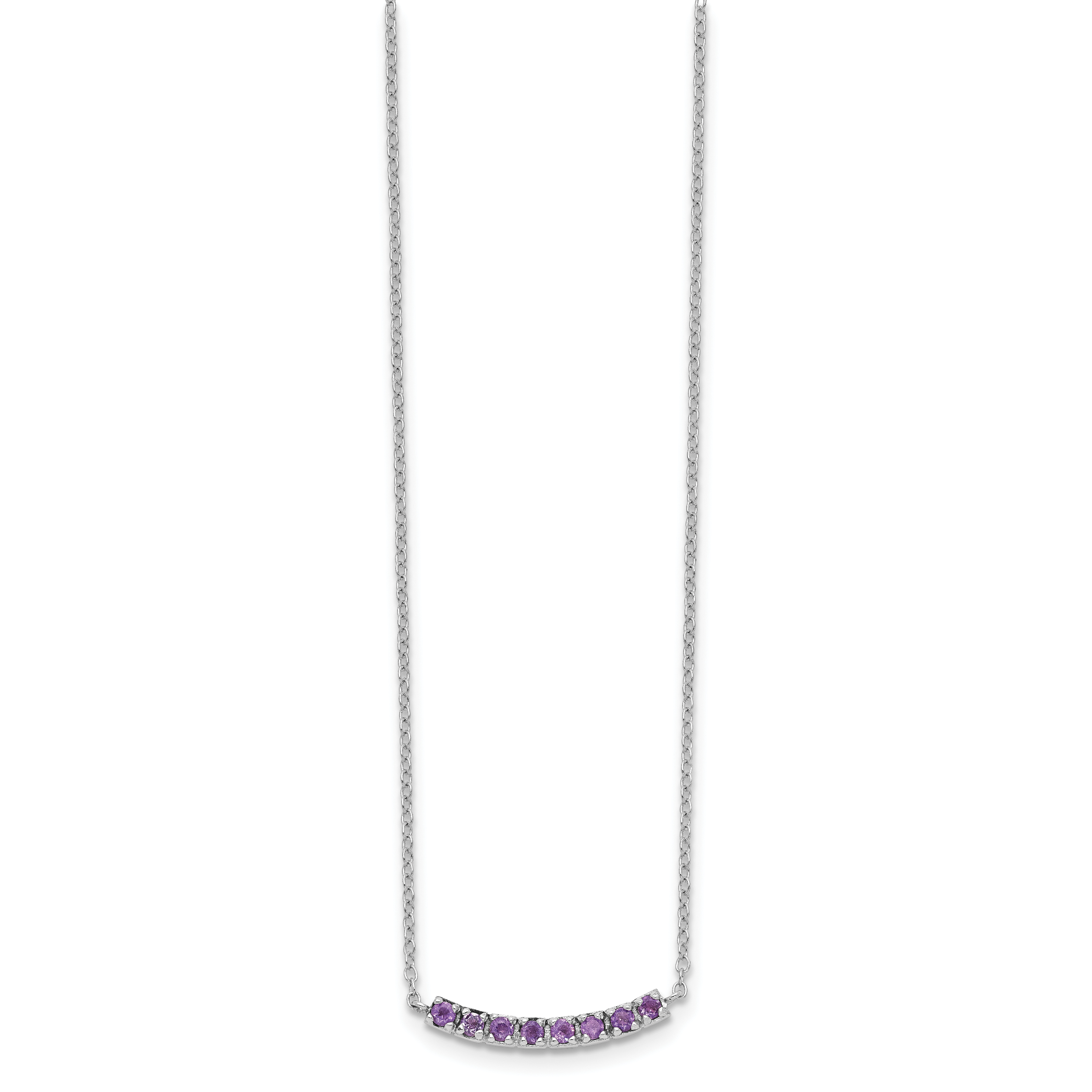 Sterling Silver Rhodium plated Amethyst Bar With 2in ext Necklace Secondary image
