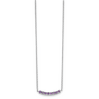 Sterling Silver Rhodium plated Amethyst Bar With 2in ext Necklace