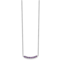 Sterling Silver Rhodium plated Amethyst Bar With 2in ext Necklace