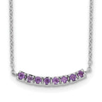 Sterling Silver Rhodium plated Amethyst Bar With 2in ext Necklace