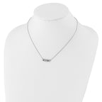Sterling Silver Rhodium-plated CZ Bar With  2in ext. Necklace