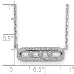 Sterling Silver Rhodium-plated CZ Bar With  2in ext. Necklace