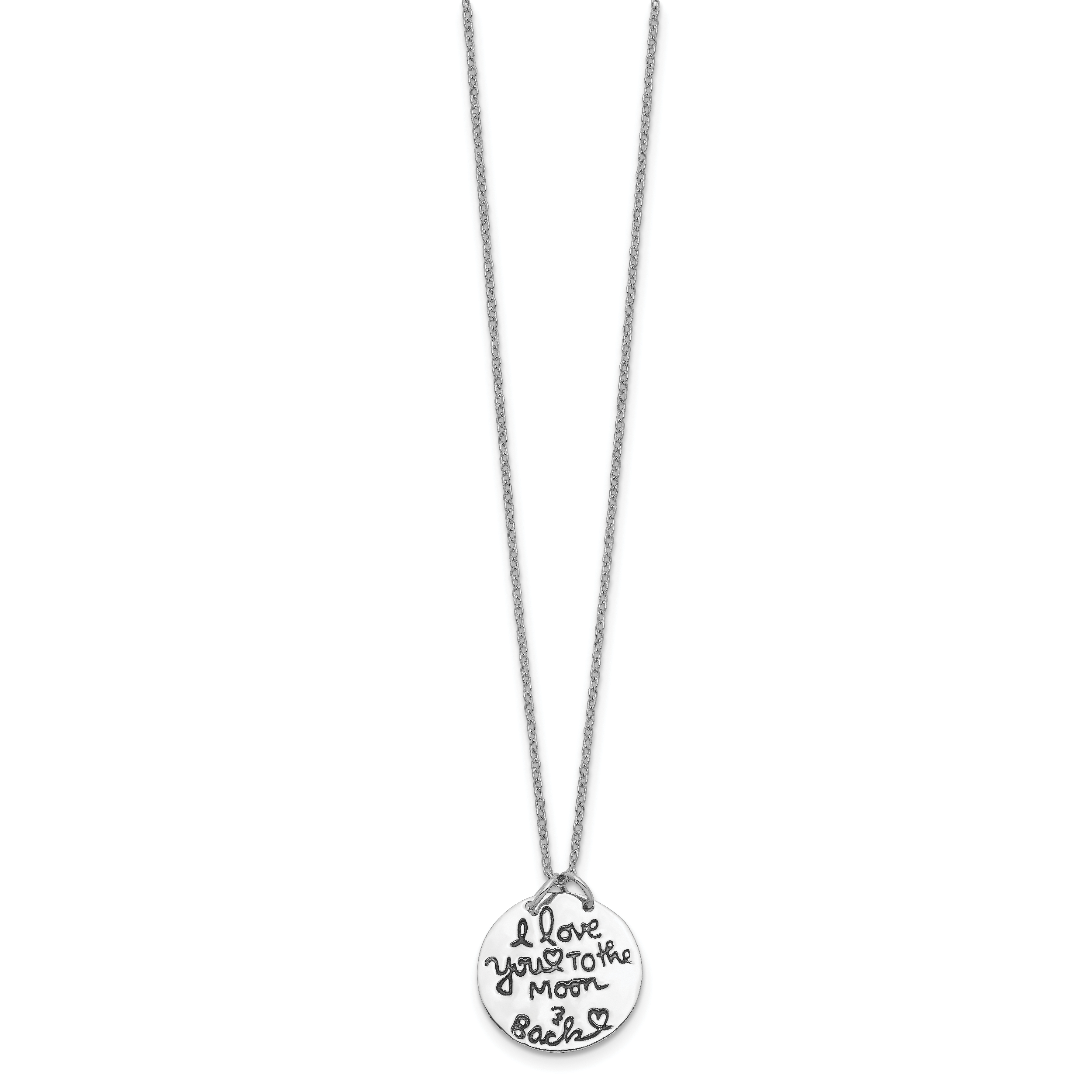 Sterling Silver Rhodium-plated Antiqued MOON AND BACK Necklace Secondary image