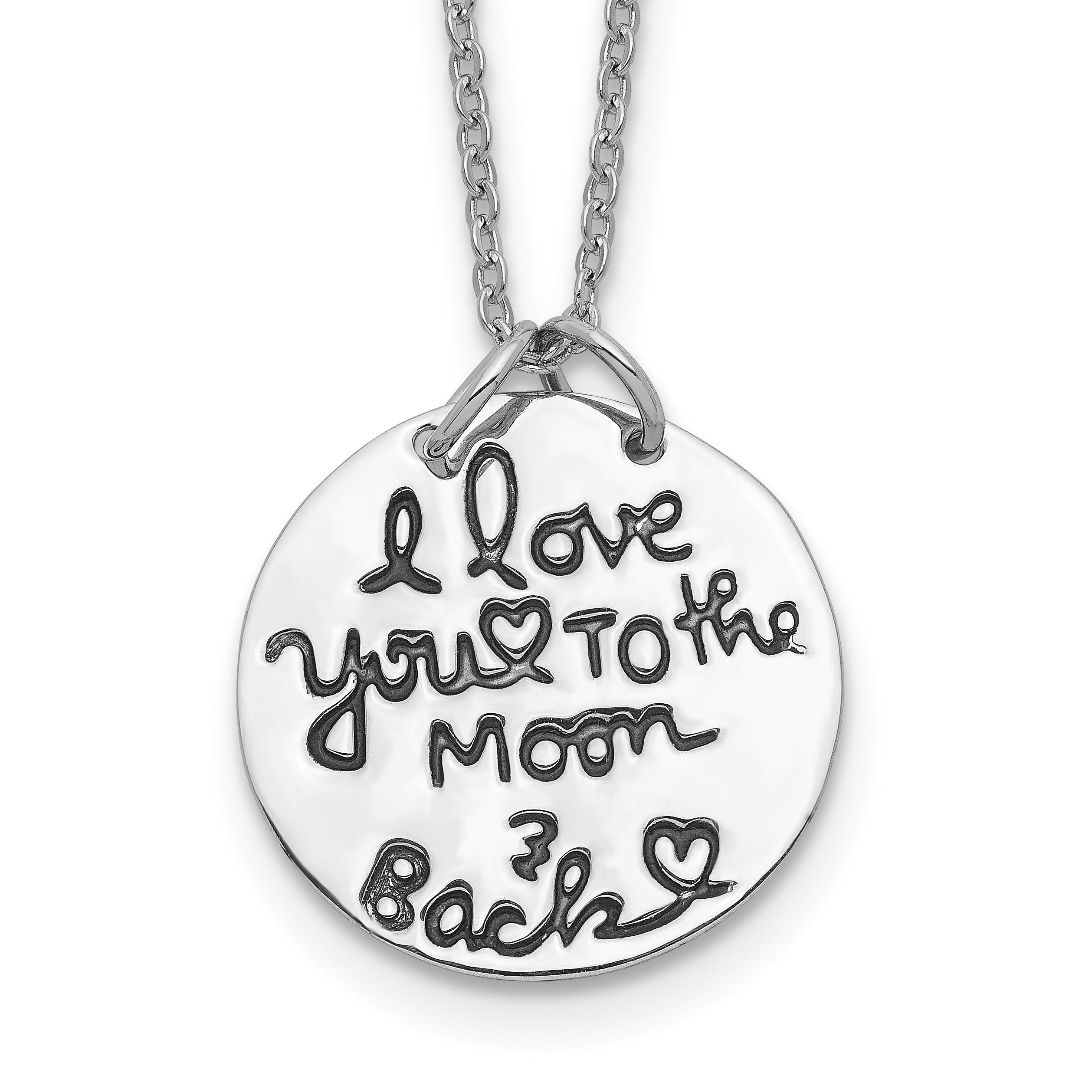 Sterling Silver Rhodium-plated Antiqued MOON AND BACK Necklace Main image