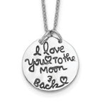 Sterling Silver Rhodium-plated Antiqued MOON AND BACK Necklace