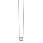Sterling Silver Rhodium-plated Square CZ Halo With 1in ext Necklace