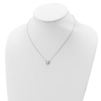 Sterling Silver Rhodium-plated Square CZ Halo With 1in ext Necklace