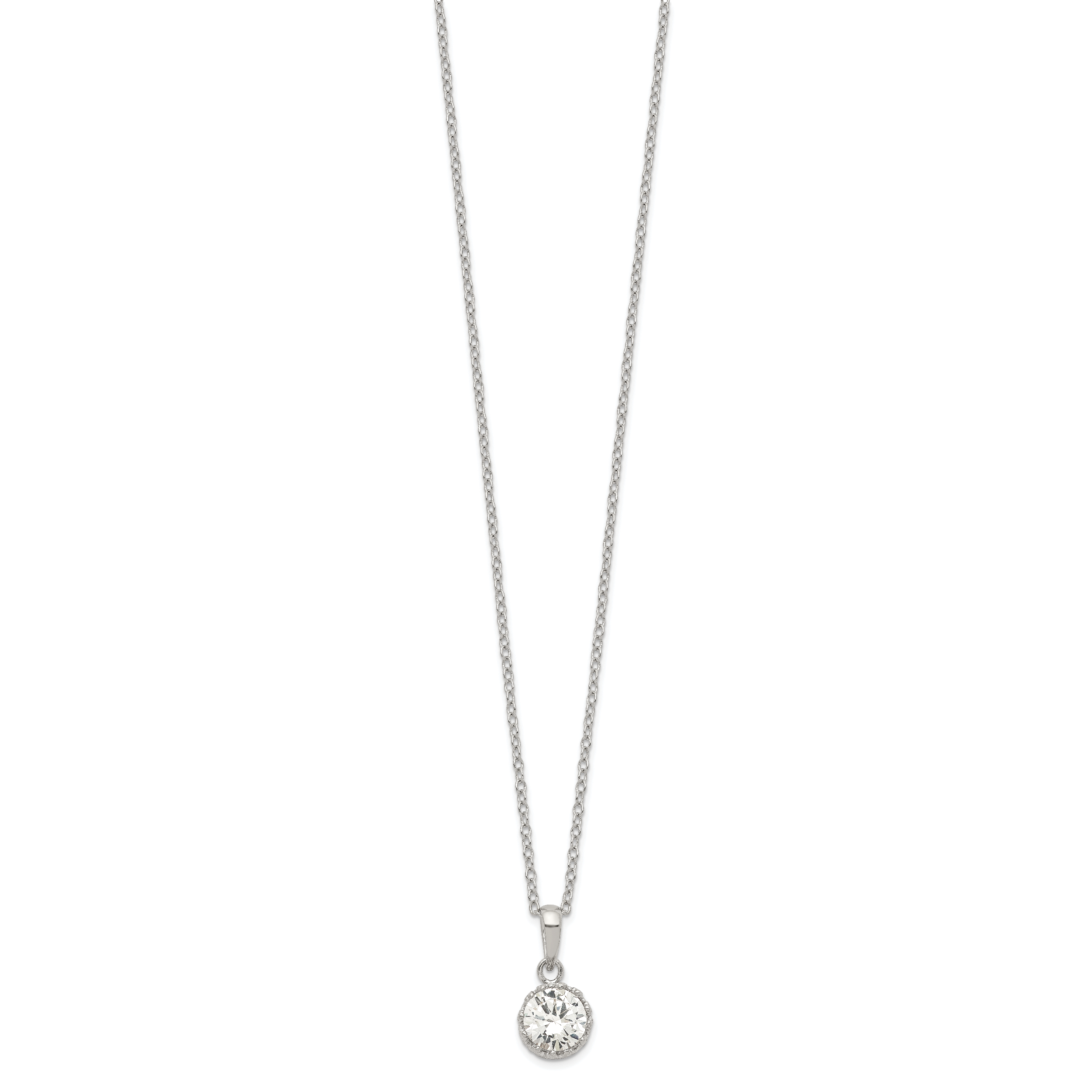 Sterling Silver Rhodium-plated Polished CZ Necklace Secondary image