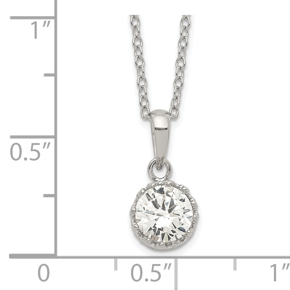 Sterling Silver Rhodium-plated Polished CZ Necklace