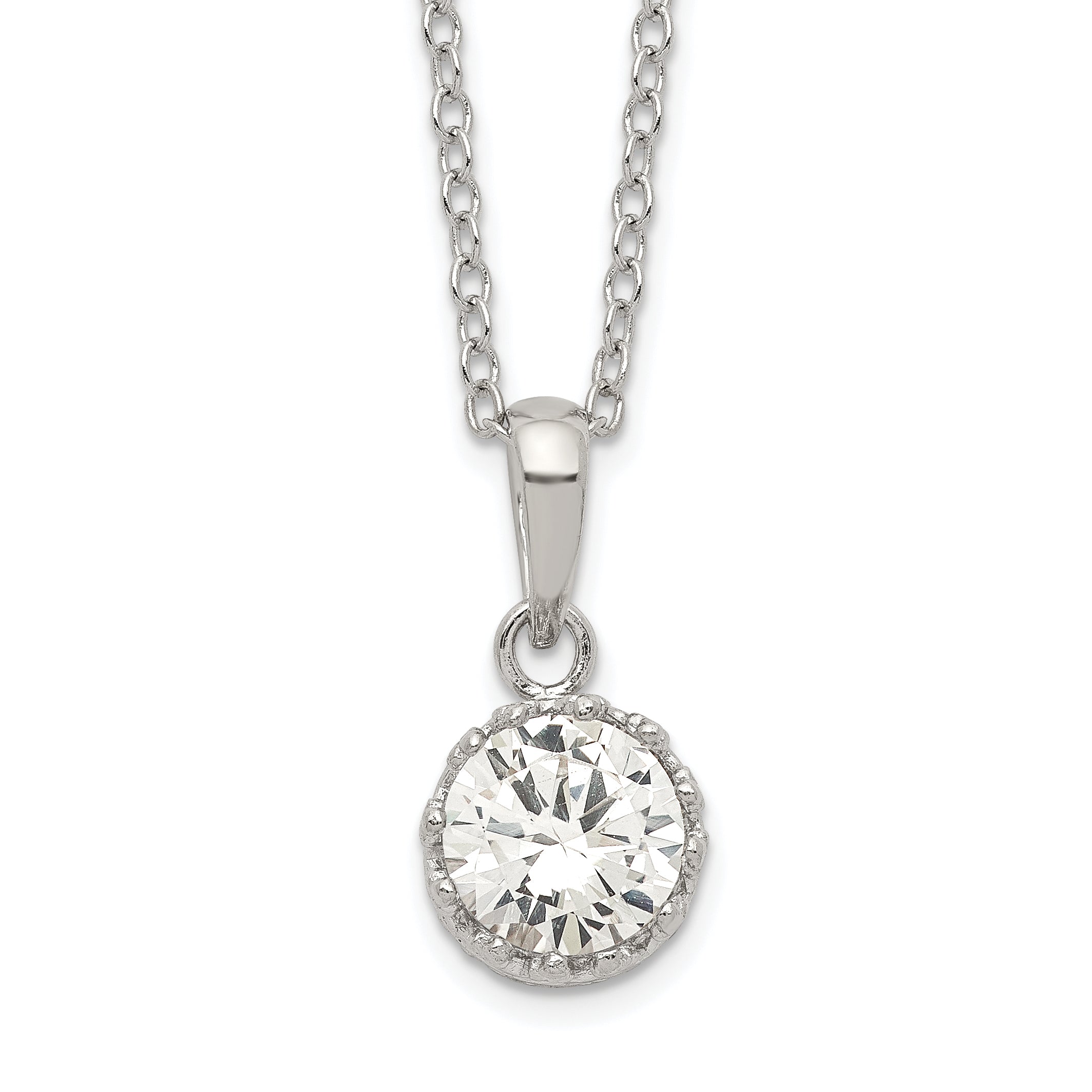 Sterling Silver Rhodium-plated Polished CZ Necklace Main image