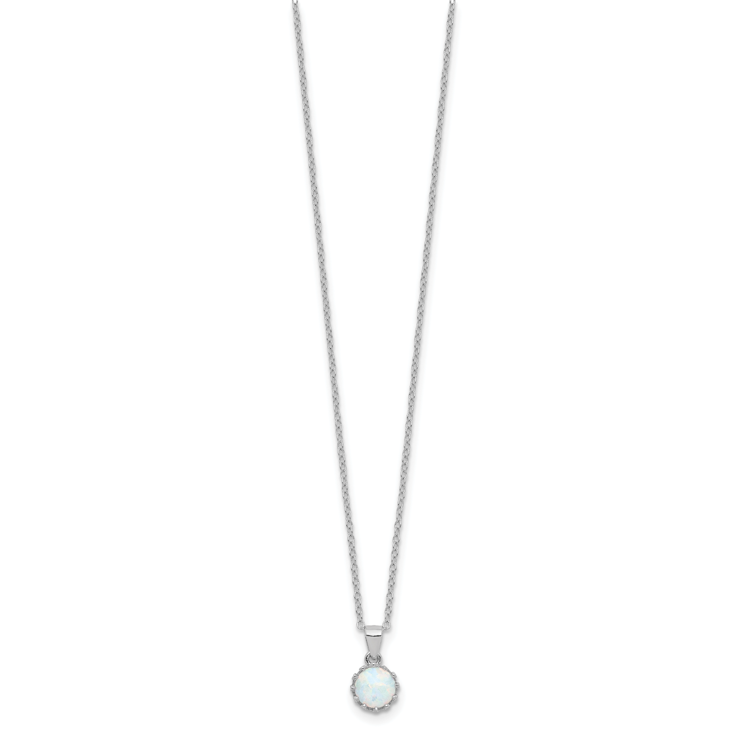 Sterling Silver Rhodium-plated Polished Created Opal Necklace Secondary image