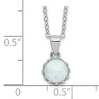 Sterling Silver Rhodium-plated Polished Created Opal Necklace