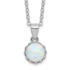 Sterling Silver Rhodium-plated Polished Created Opal Necklace