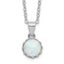 Sterling Silver Rhodium-plated Polished Created Opal Necklace