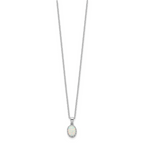 Sterling Silver Rhodium-plated Polish Oval Created Opal Necklace