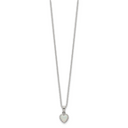 Sterling Silver Rhodium-plated Polish Heart Created Opal Necklace
