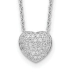 Sterling Silver Rhodium Plated CZ Heart With 1.5in ext Necklace