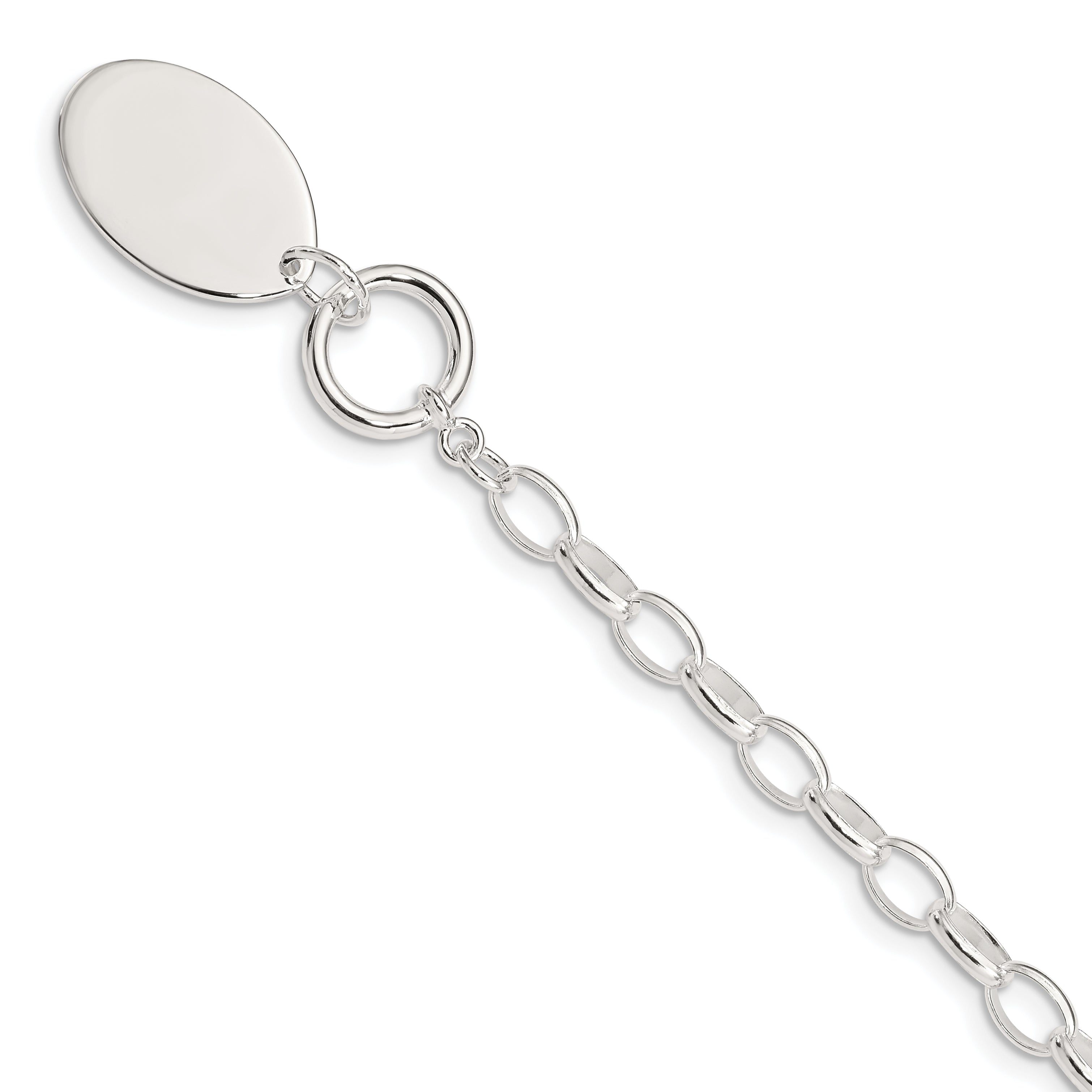 Sterling Silver Rhodium-plated Fancy Oval Disc Bracelet Main image