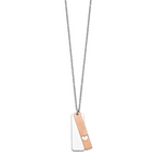 Sterling Silver RH-plated Dogtag With Rose-tone Heart With 1.25in ext Necklace