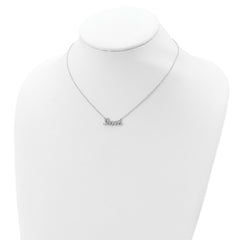 Sterling Silver Rhodium-plated CZ LOVE With 1in ext Necklace