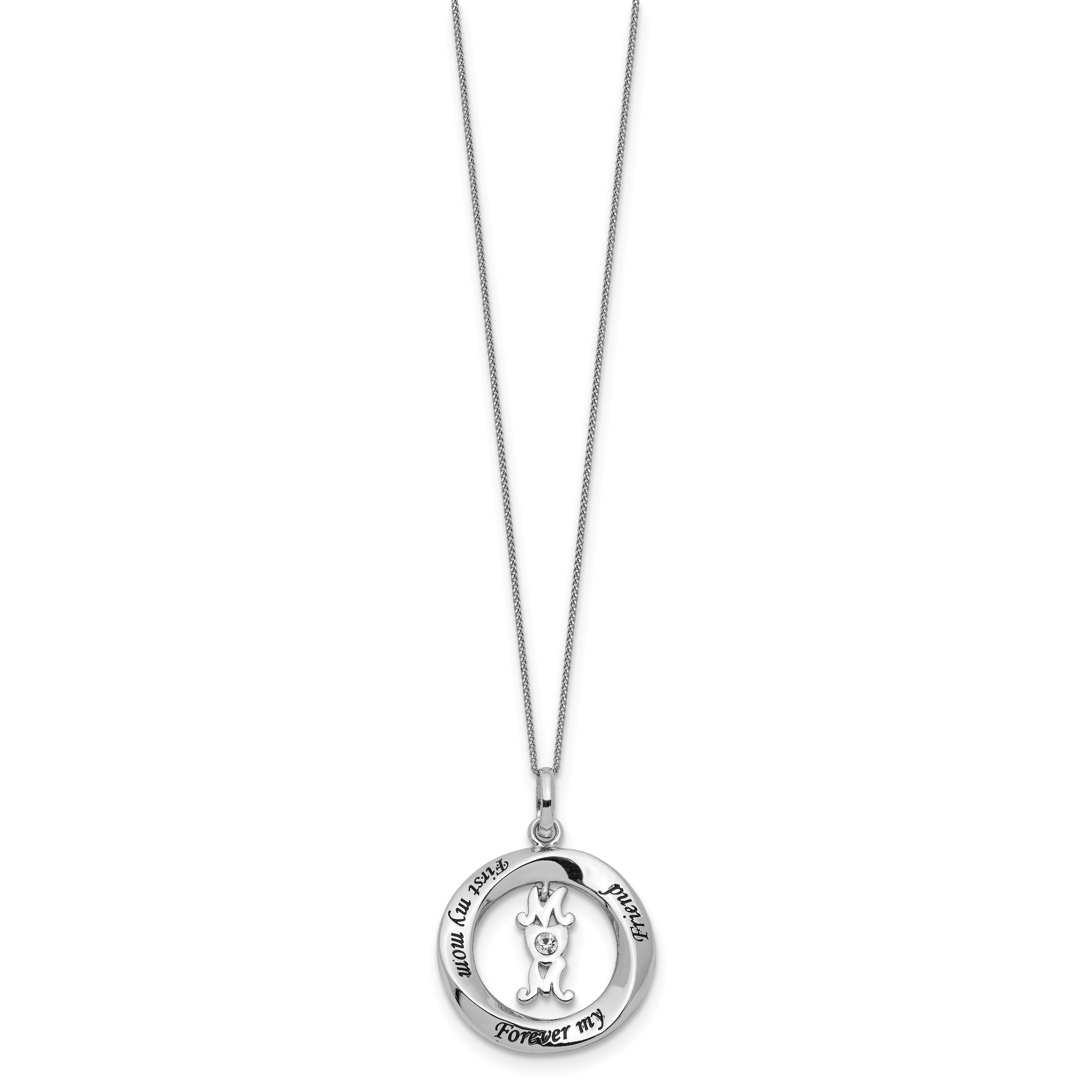 Sterling Silver CZ FIRST MY MOM, FOREVER MY FRIEND Necklace Secondary image