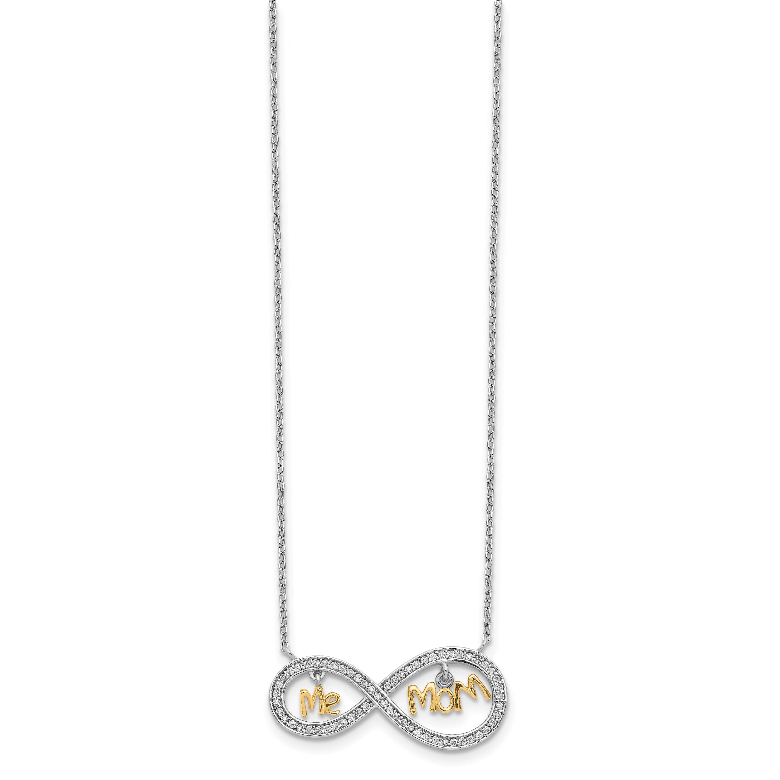 Sterling Silver Gold-plated MOM and ME CZ Infinity Necklace