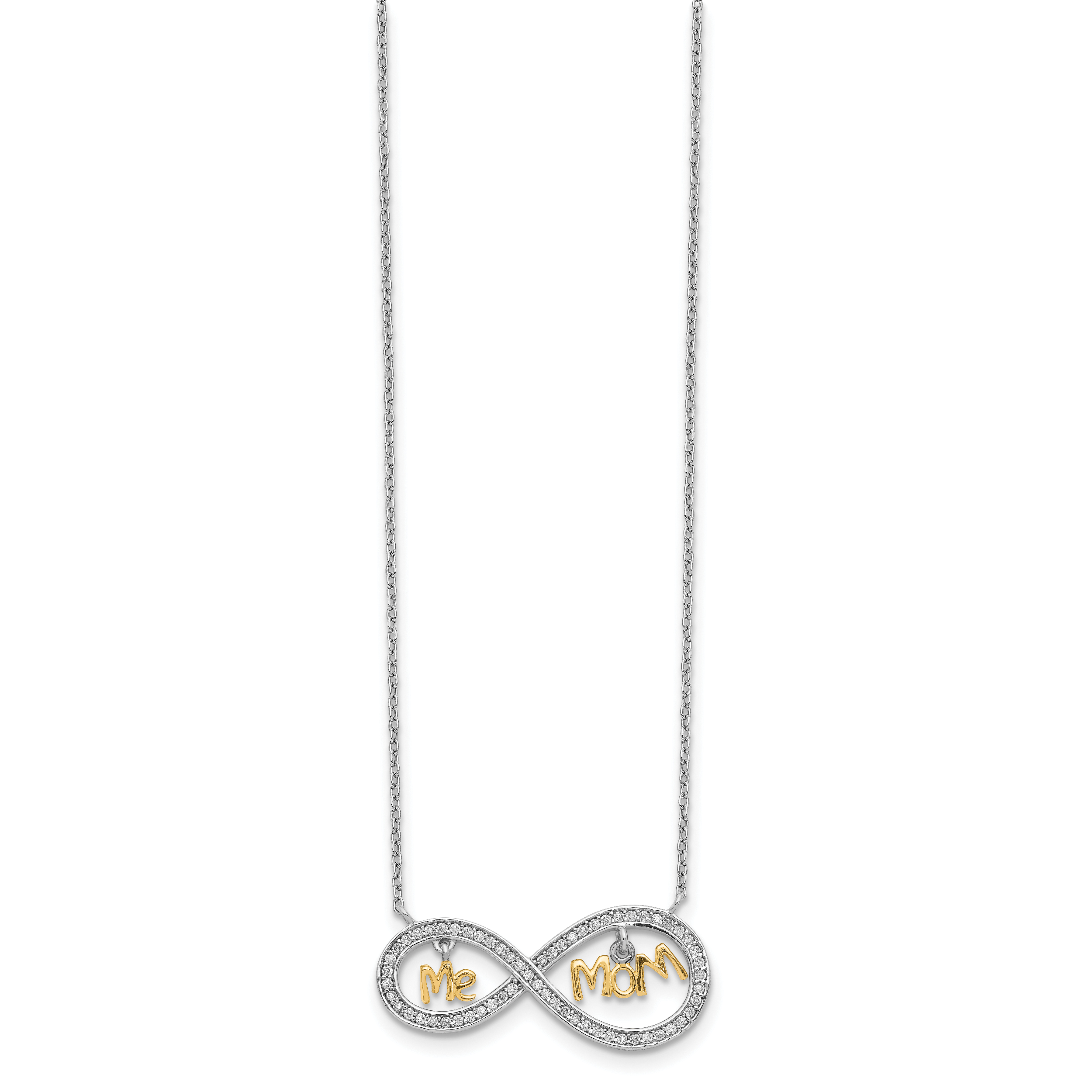 Sterling Silver Gold-plated MOM and ME CZ Infinity Necklace Secondary image