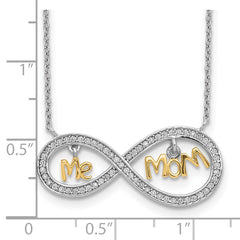Sterling Silver Gold-plated MOM and ME CZ Infinity Necklace