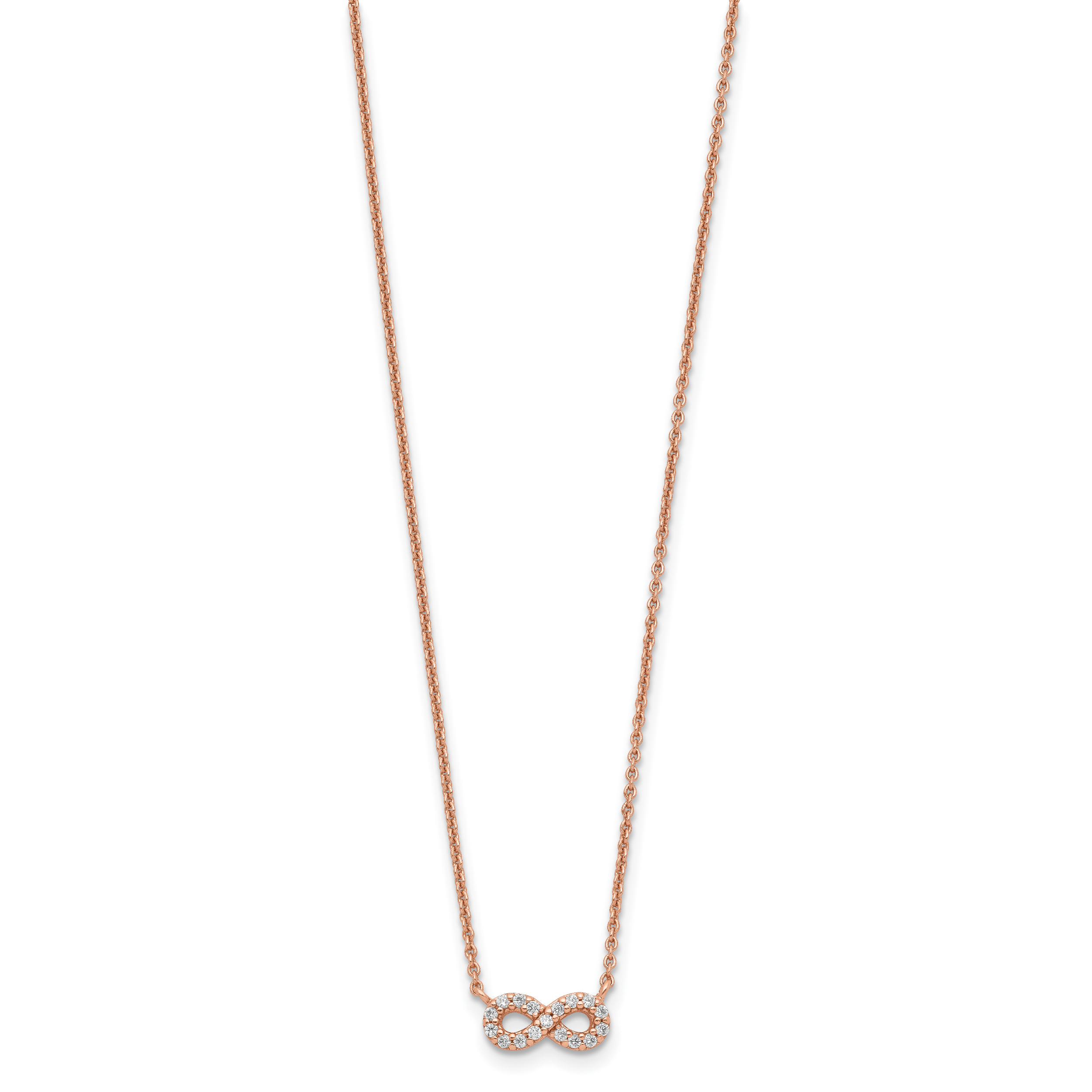 Sterling Silver Rose-tone CZ Infinity Necklace