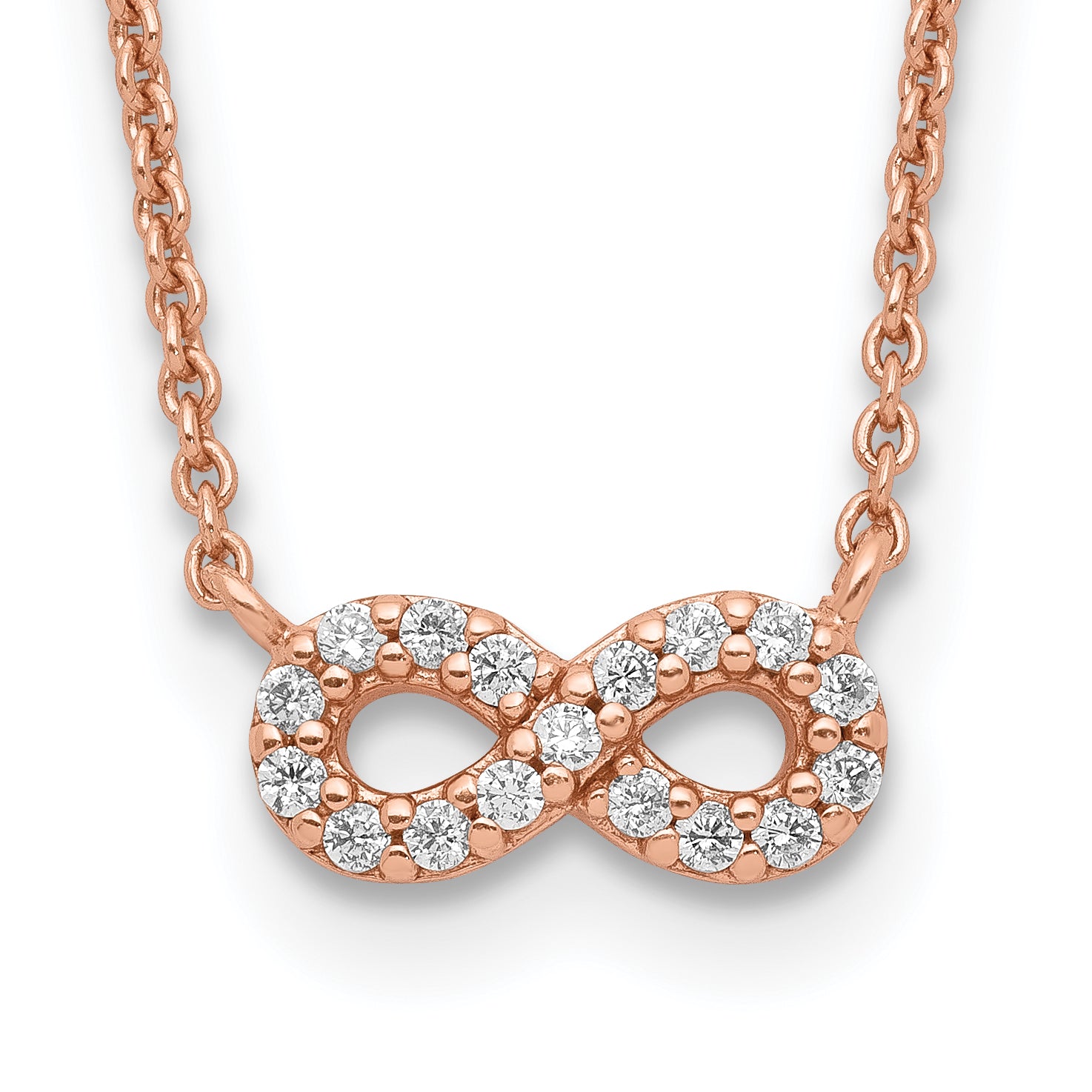 Sterling Silver Rose-tone CZ Infinity Necklace Main image