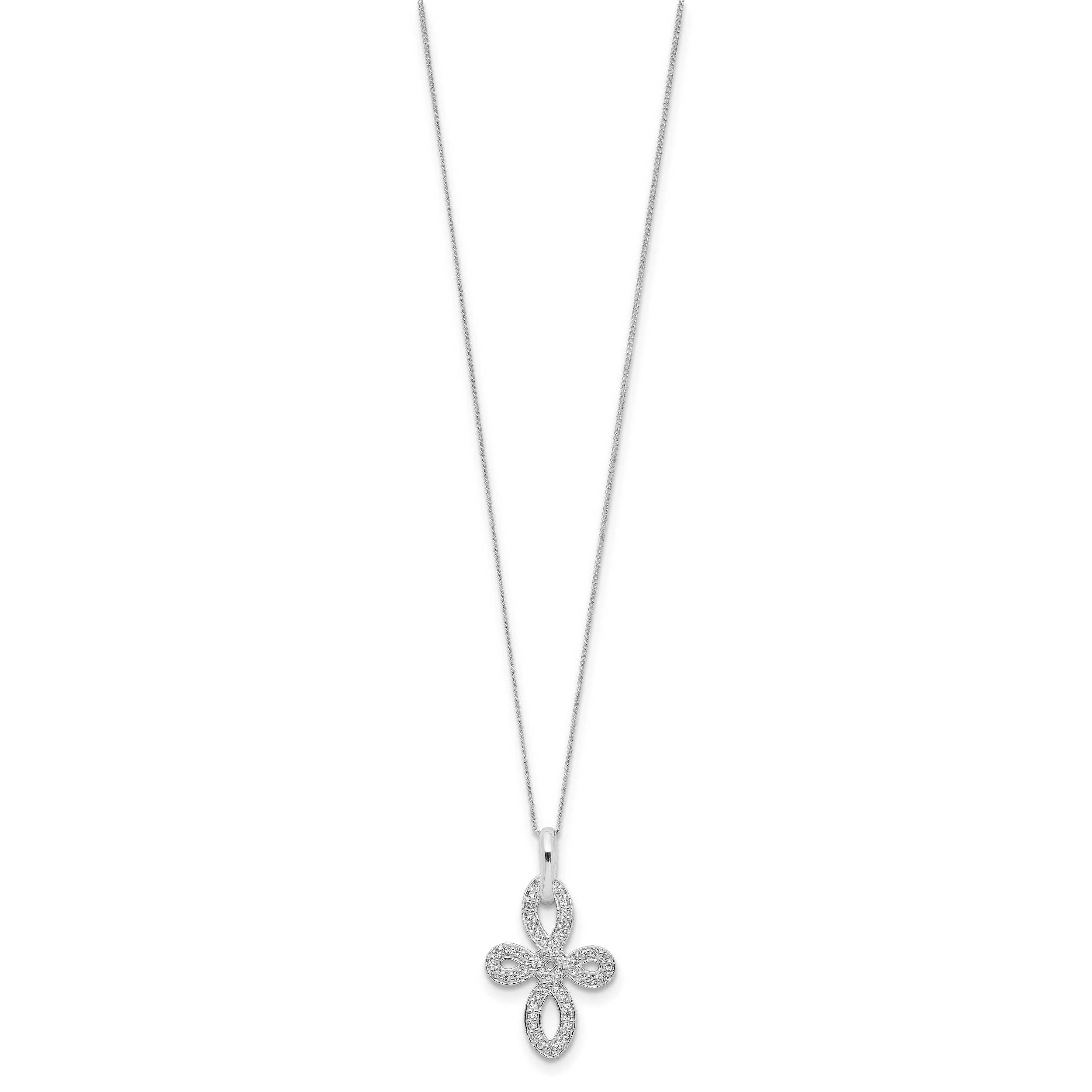 Sterling Silver CZ Cross Necklace Secondary image